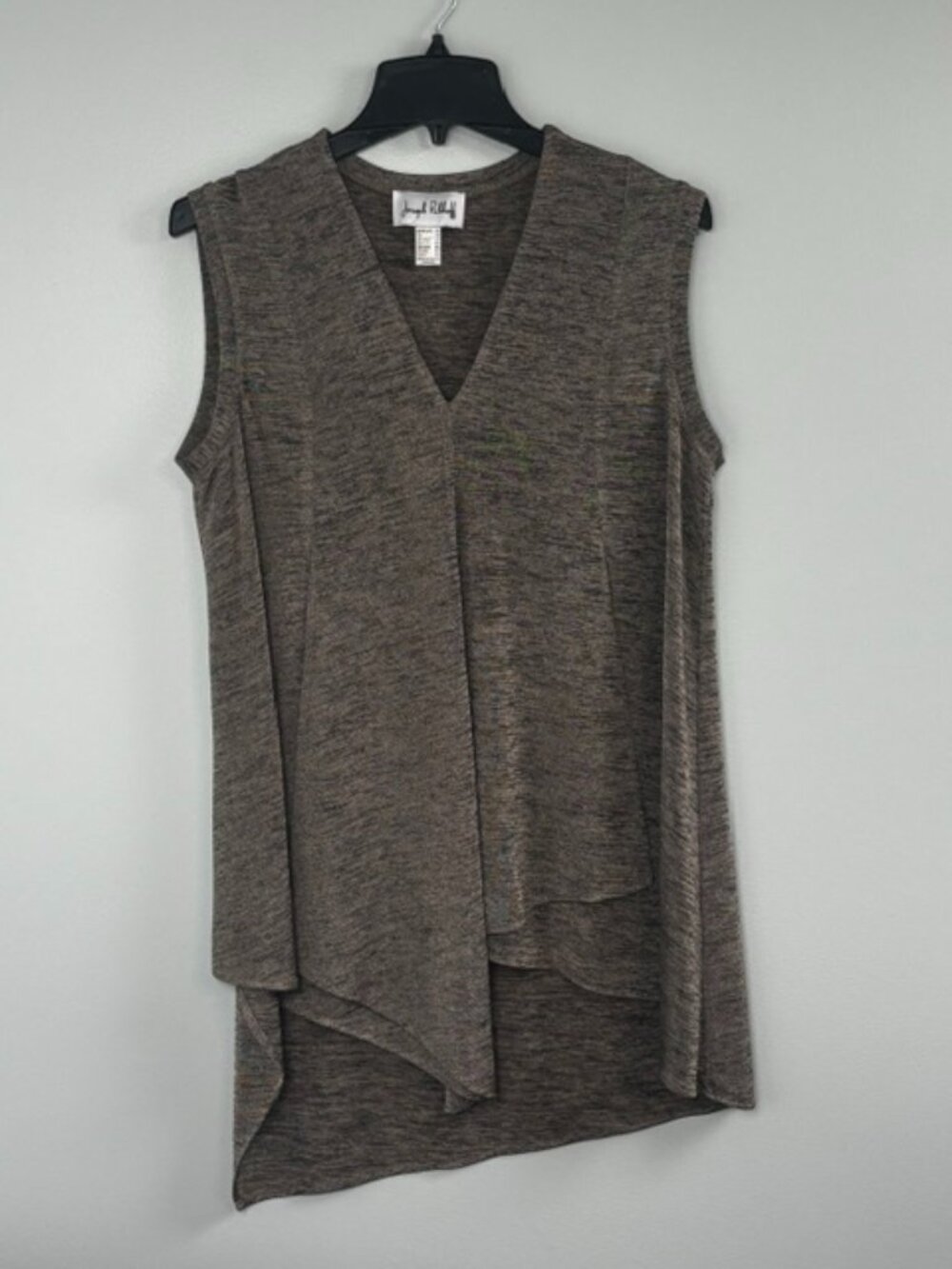 Joseph Ribkoff Tunic Tank Top Womens 14 Tan Black Heathered Asymmetrical Hem